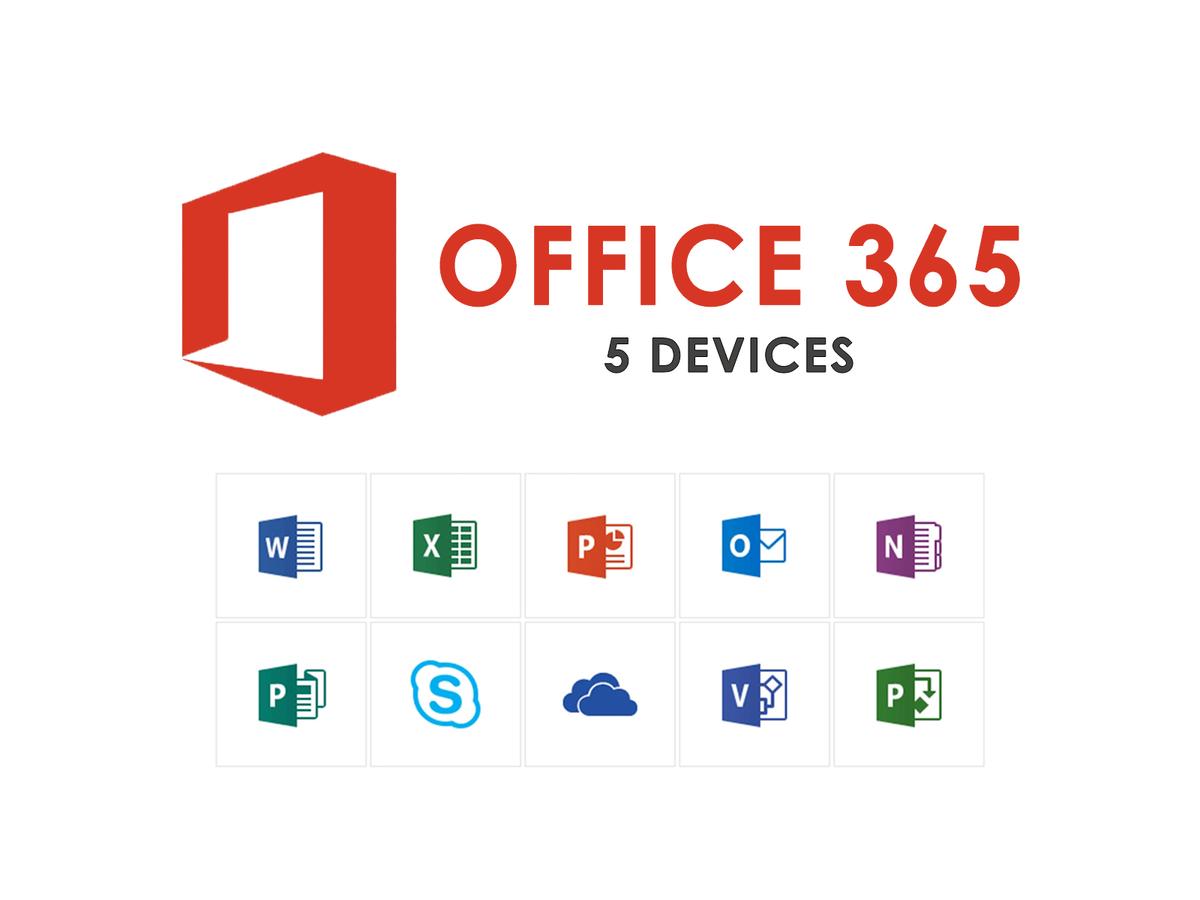 Microsoft Office 365 Professional Pro Plus 5 Device PC / MAC